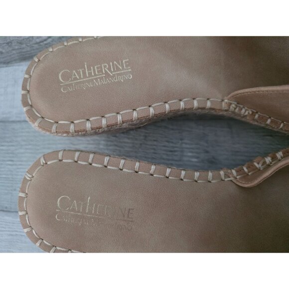 Catherine Malandrino Tan Wedge Slide Sandals Size 9 - Picture 3 of 6